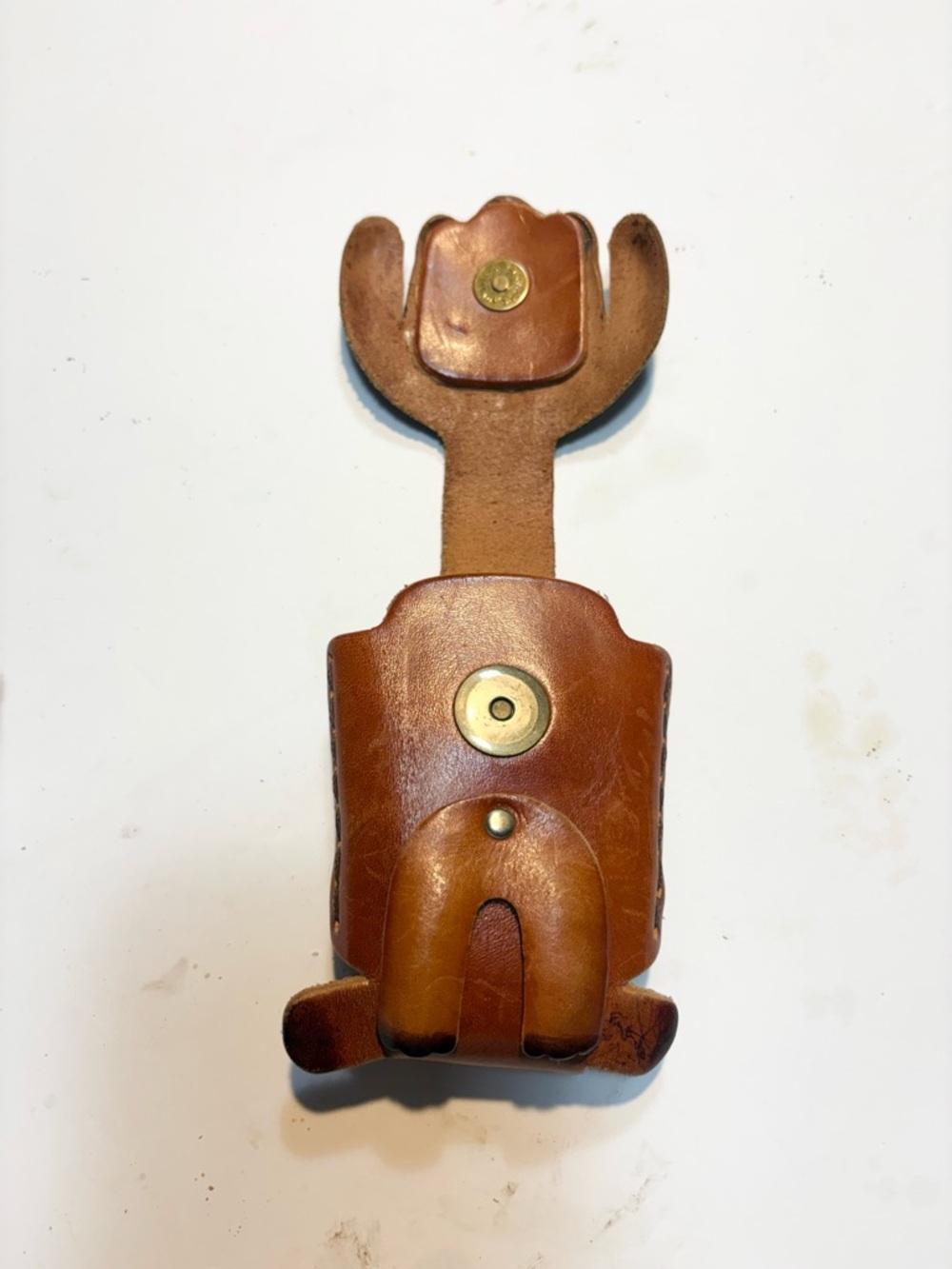 Handcrafted Leather Dog flap cell phone container pouch - Picture 7 of 10